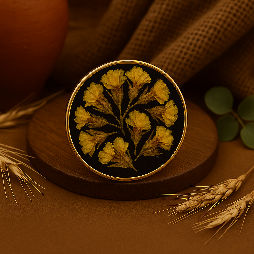 Yellow Baby's Breath Circle Brooch – Mystery & Light