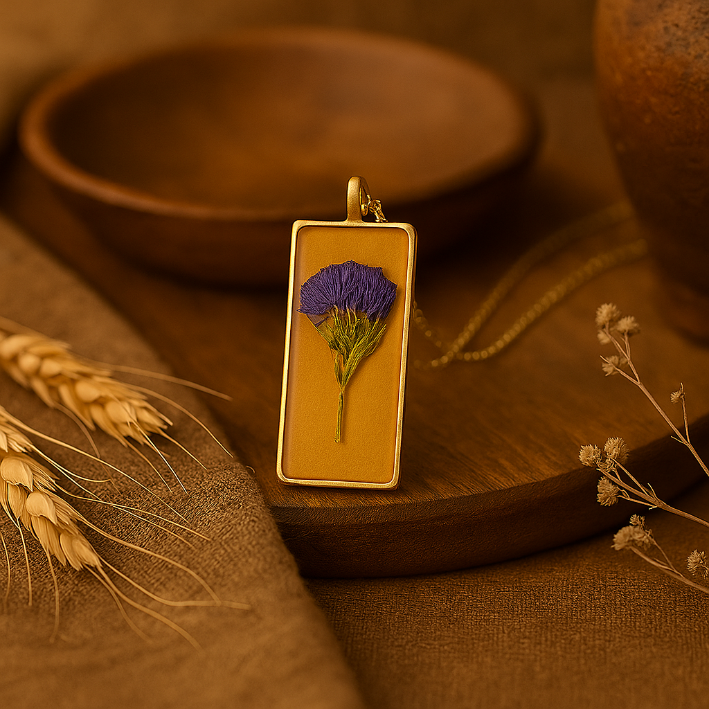 Purple Baby's Breath Rectangular Pendant – Calm & Confidence