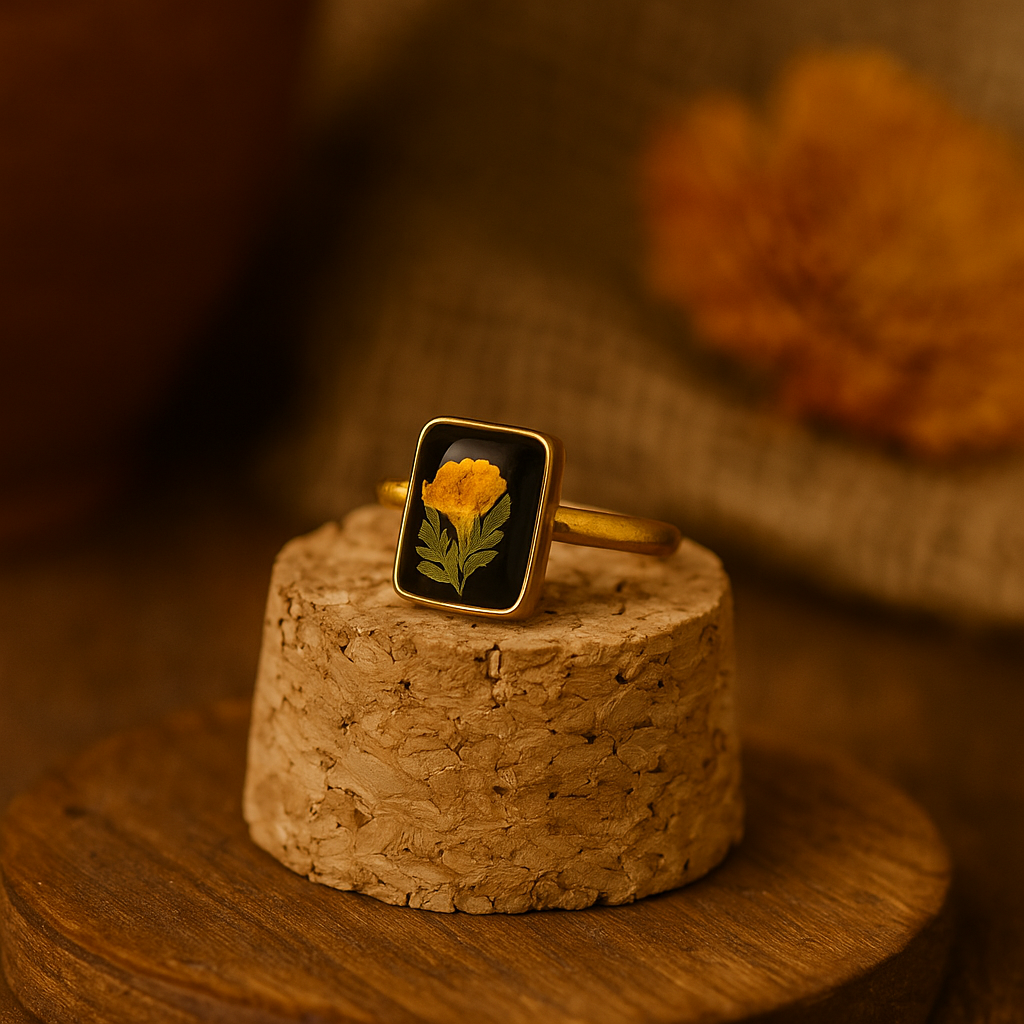 Marigold & Fern Rectangle Ring – Creative & Balanced