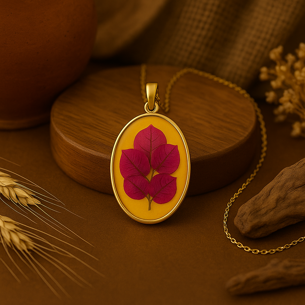 Bougainvillea Oval Pendant – Bright & Creative