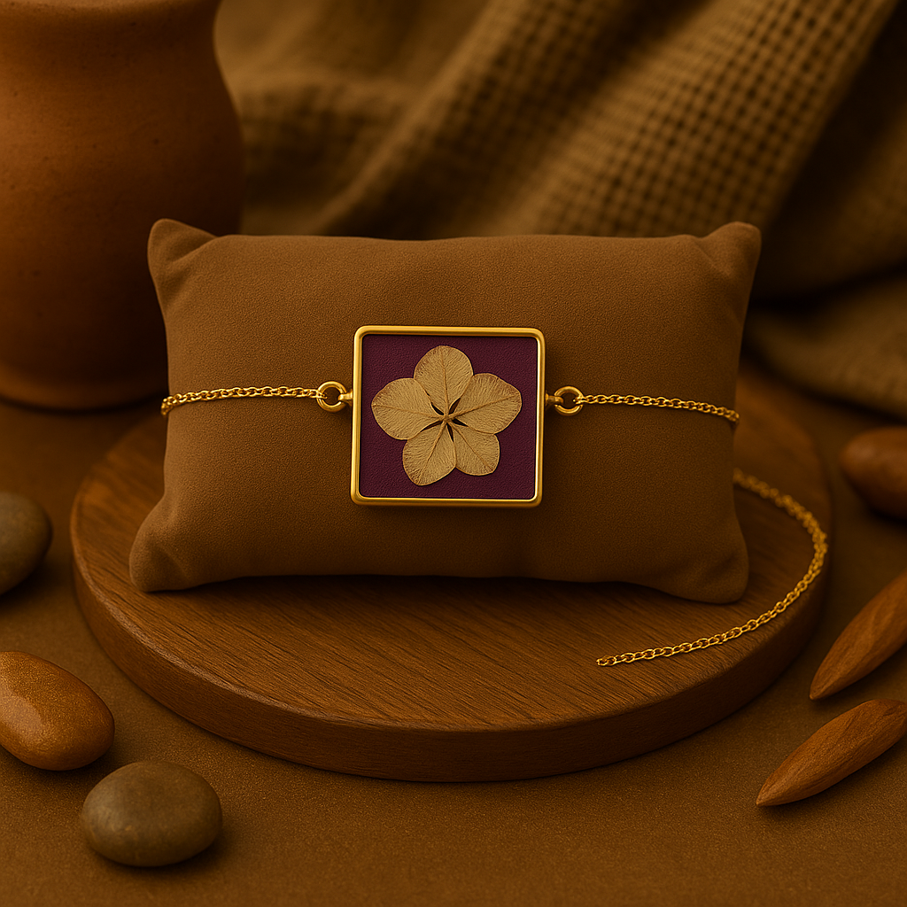 Beige Hydrangea Square Bracelet – Clear & Peaceful