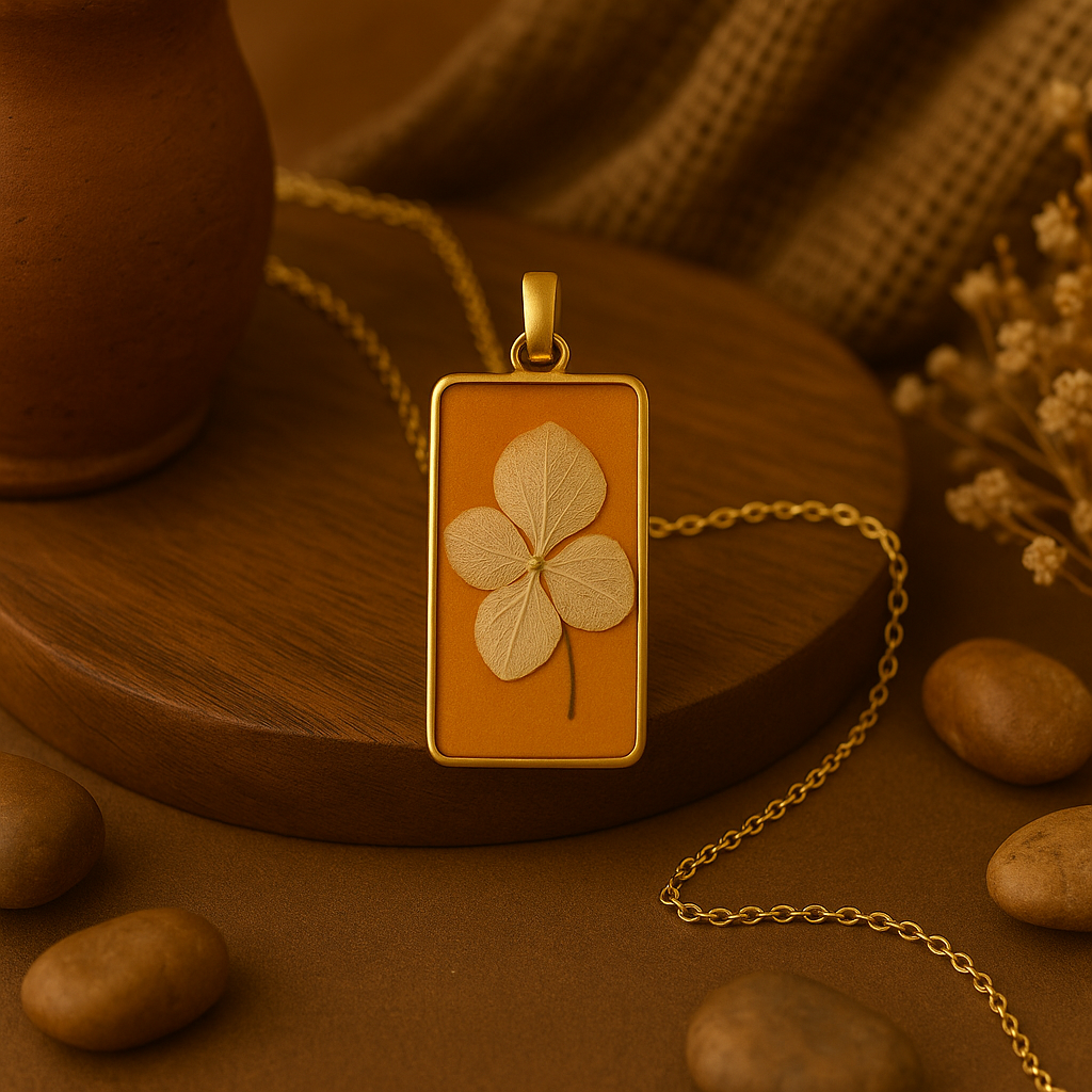 Beige Hydrangea Rectangle Pendant – Gratitude & Abundance