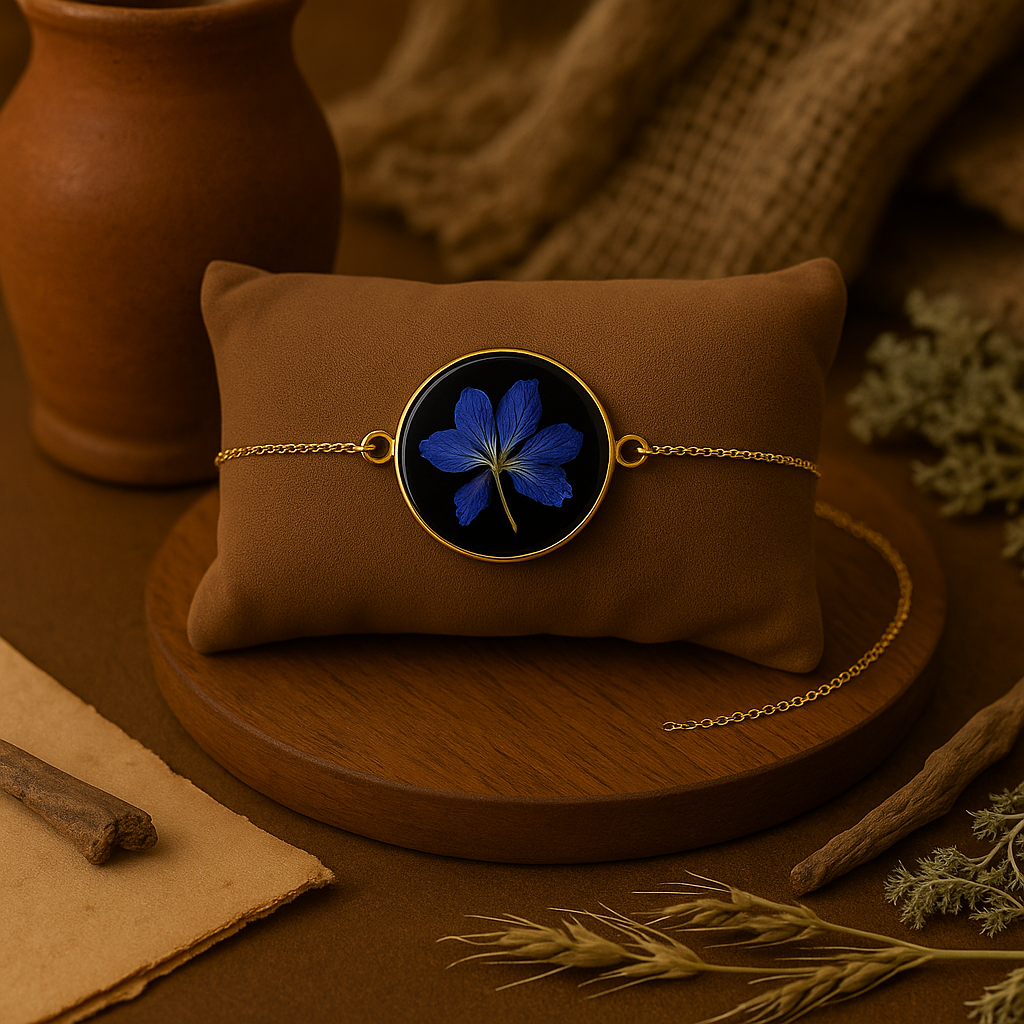 Blue Larkspur Circle Bracelet – Calm & Confident