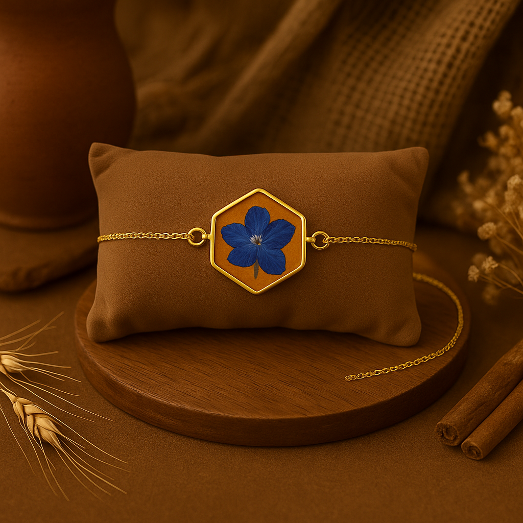 Blue Larkspur Hexagon Bracelet – Vibrant & Expressive