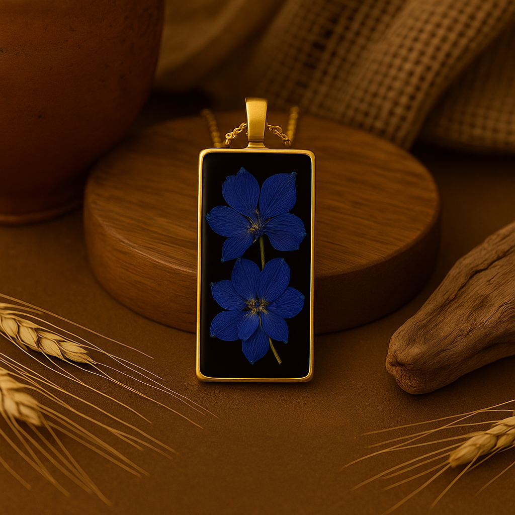 Blue Larkspur Rectangle Pendant – Protection & Communication