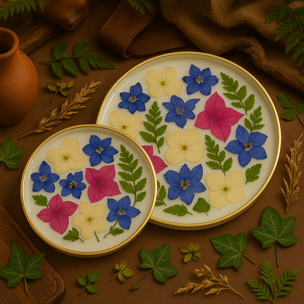 White Botanical Platter Set – Serenity & Minimalism