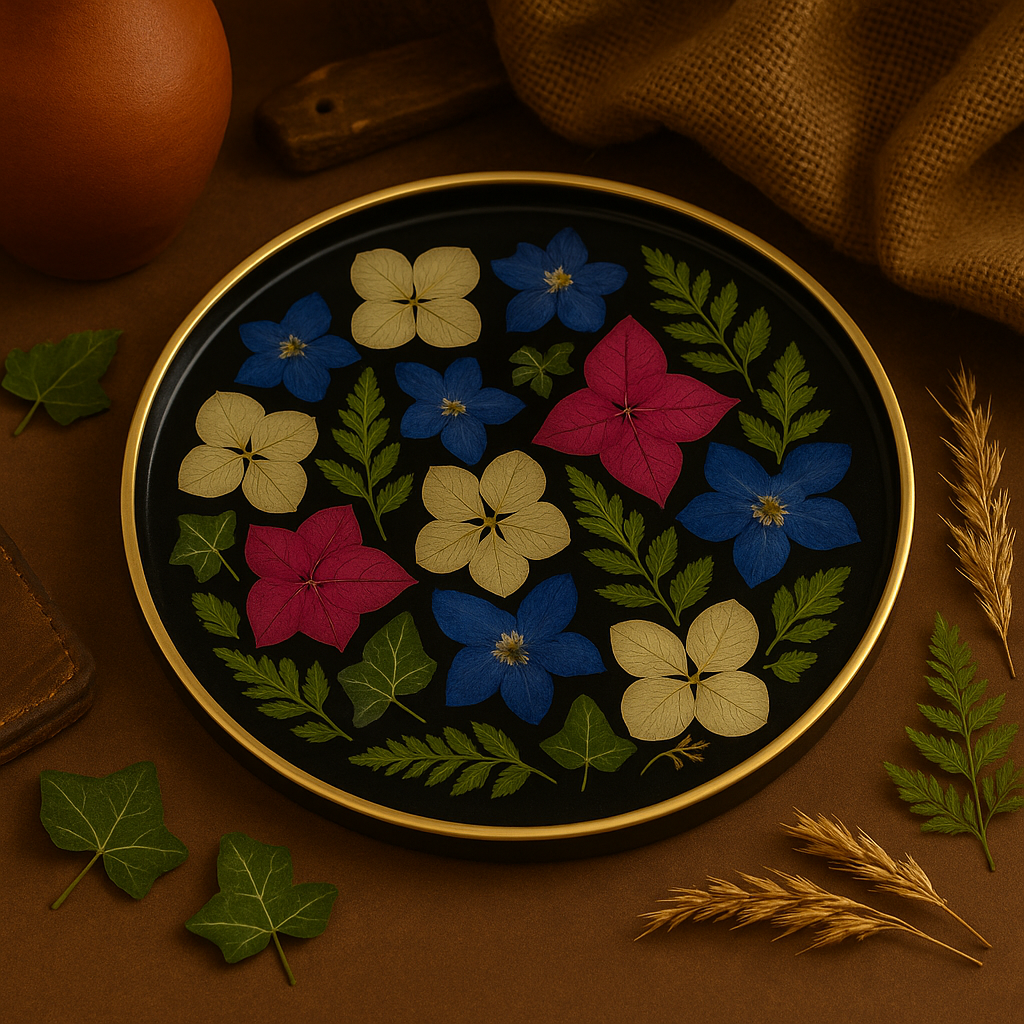 Black Botanical Platter Set – Drama & Sophistication