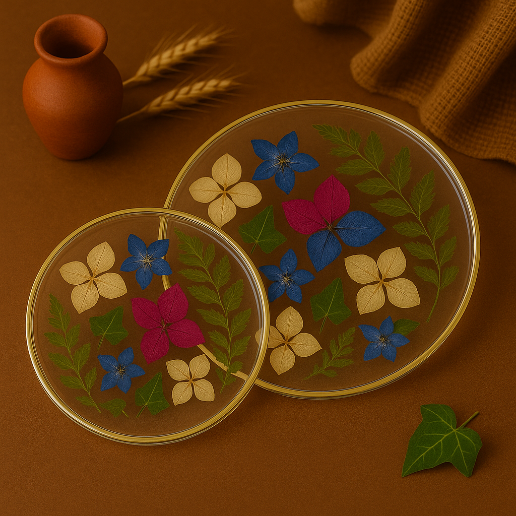 Clear Botanical Platter Set – Elegance & Transparency