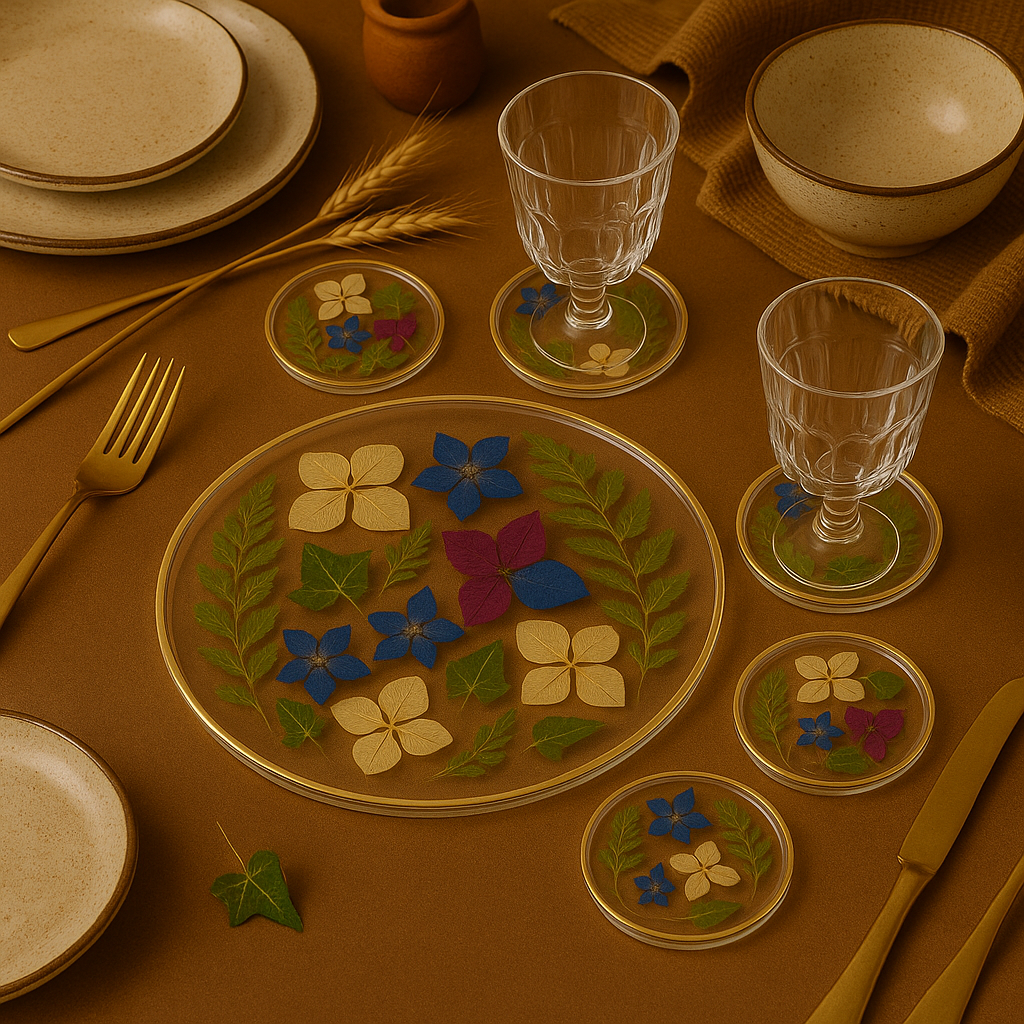 Clear Botanical Platter Set – Elegance & Transparency