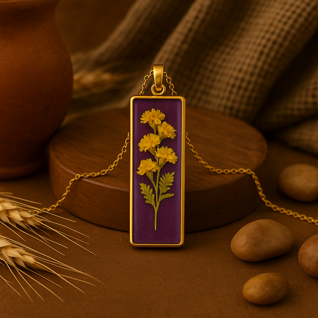 Yellow Baby's Breath Rectangle Pendant – Confident & Graceful