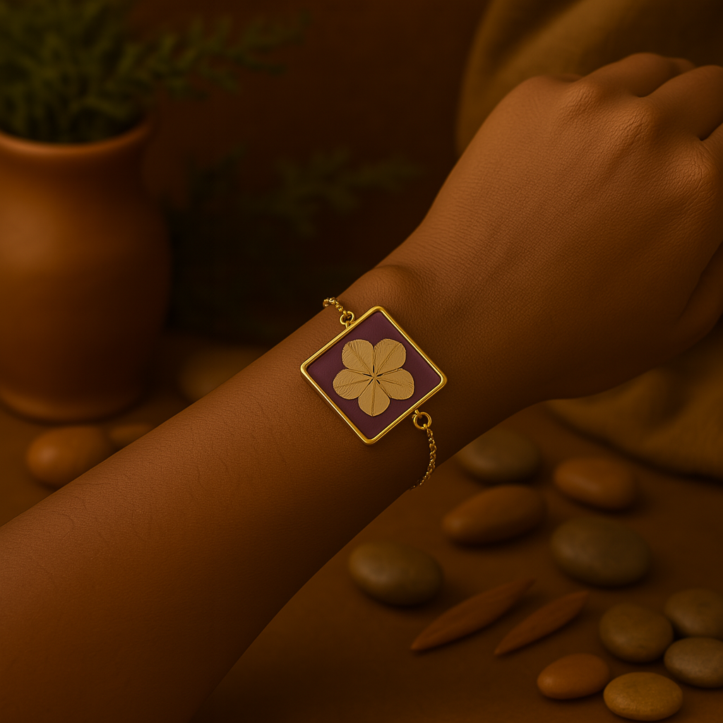 Beige Hydrangea Square Bracelet – Clear & Peaceful