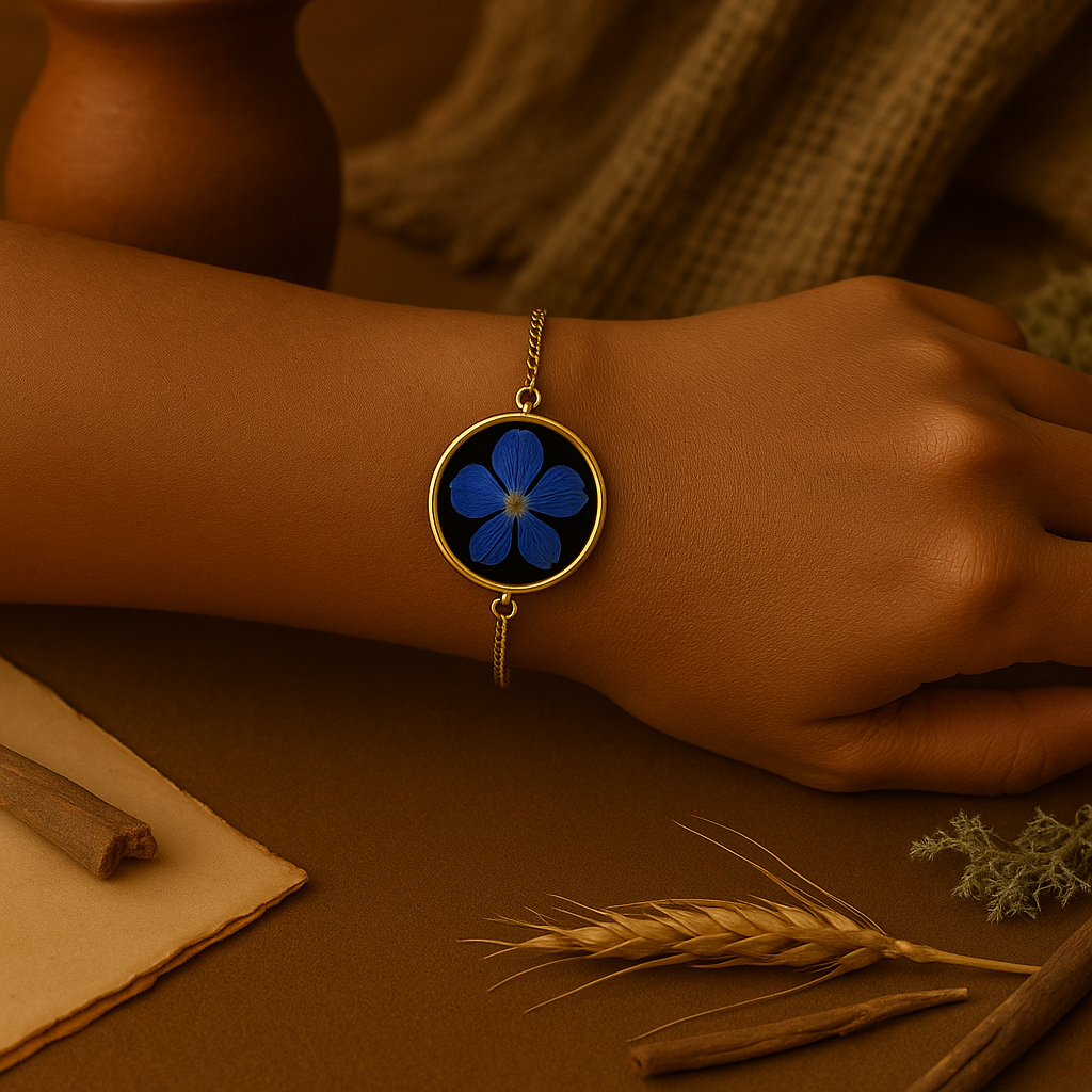 Blue Larkspur Circle Bracelet – Calm & Confident