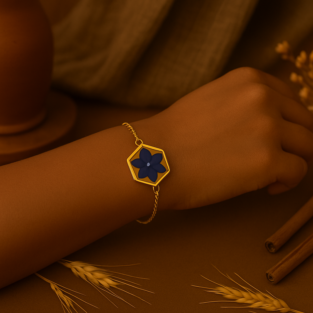 Blue Larkspur Hexagon Bracelet – Vibrant & Expressive