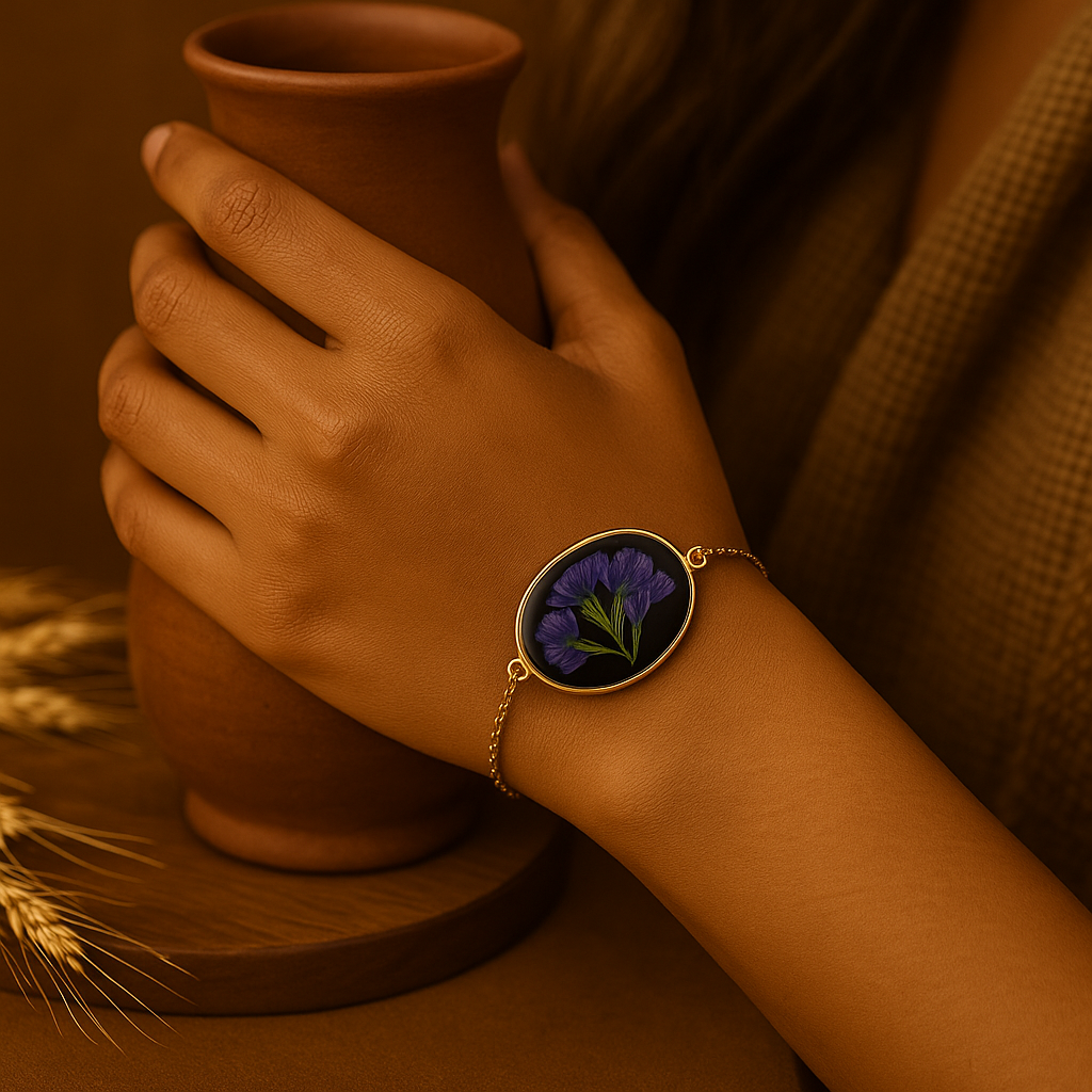 Purple Baby's Breath Oval Bracelet – Flow & Serenity