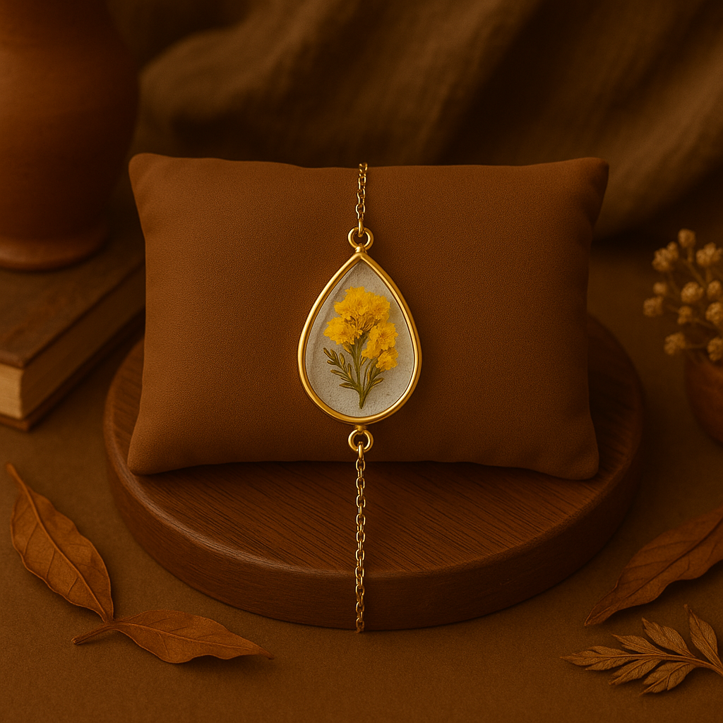 Yellow Baby's Breath Teardrop Bracelet – Gentle & Uplifting