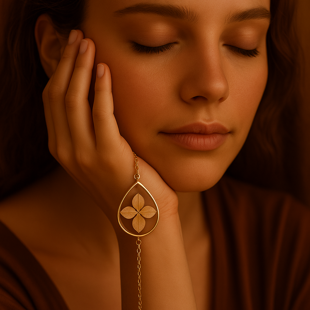 Beige Hydrangea Teardrop Bracelet – Tender & Heartfelt