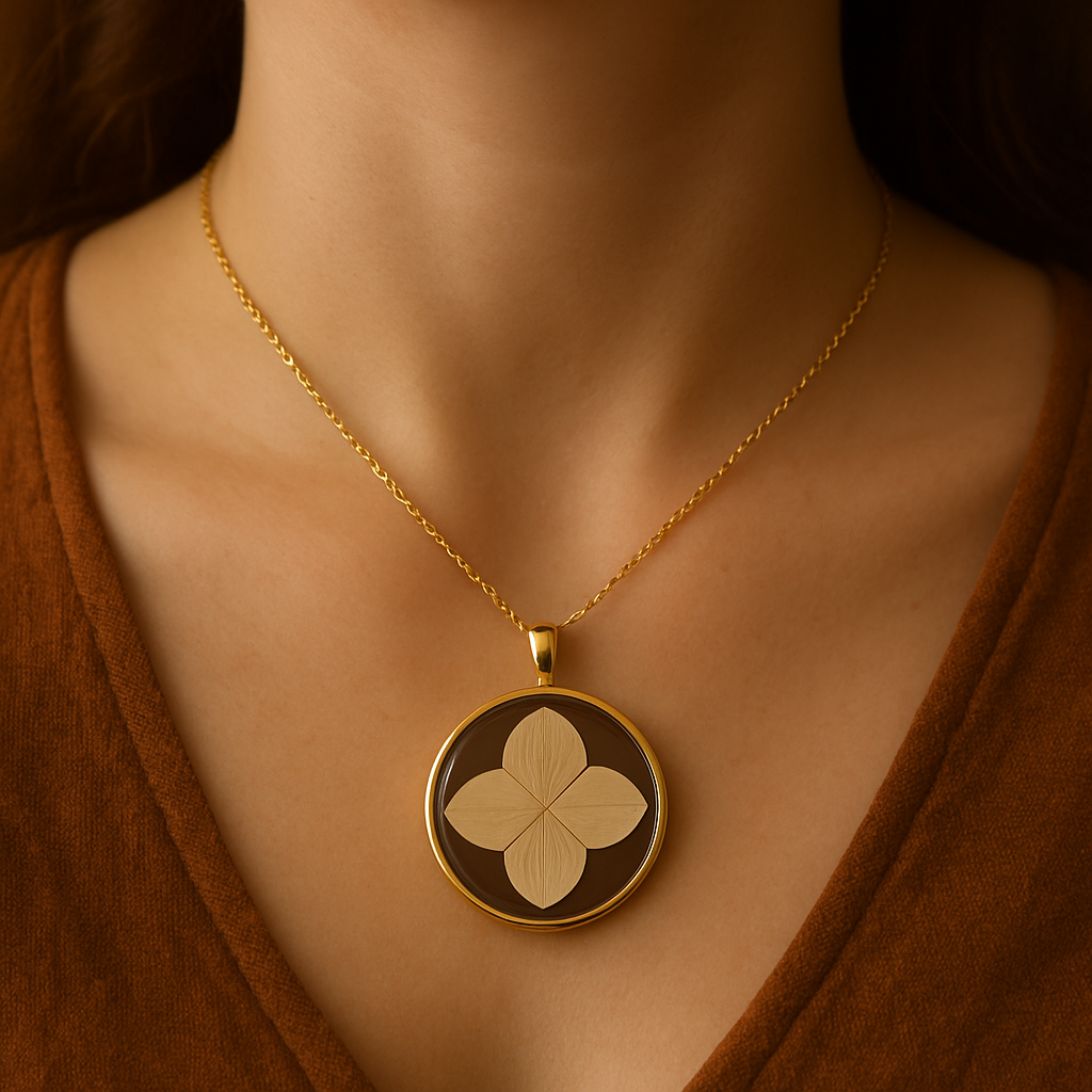 Beige Hydrangea Circle Pendant – Grace & Timelessness