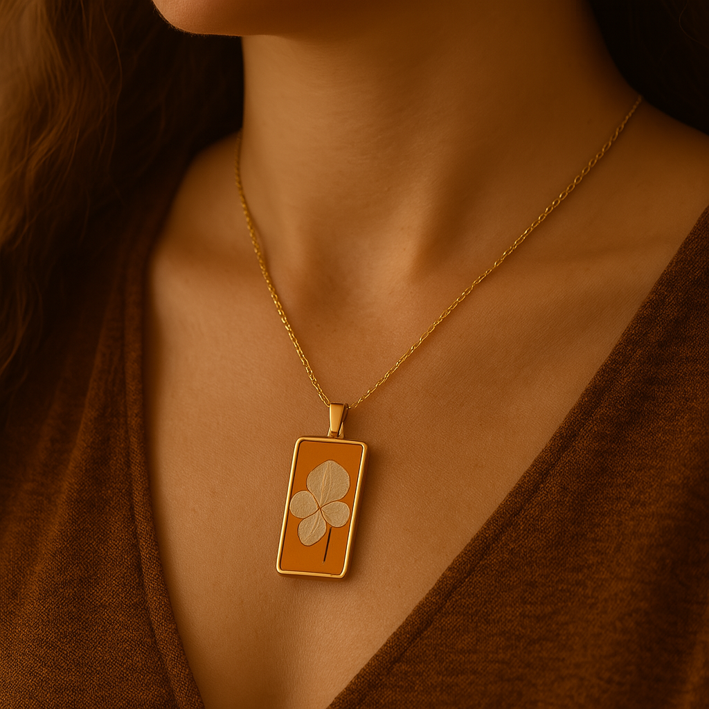 Beige Hydrangea Rectangle Pendant – Gratitude & Abundance