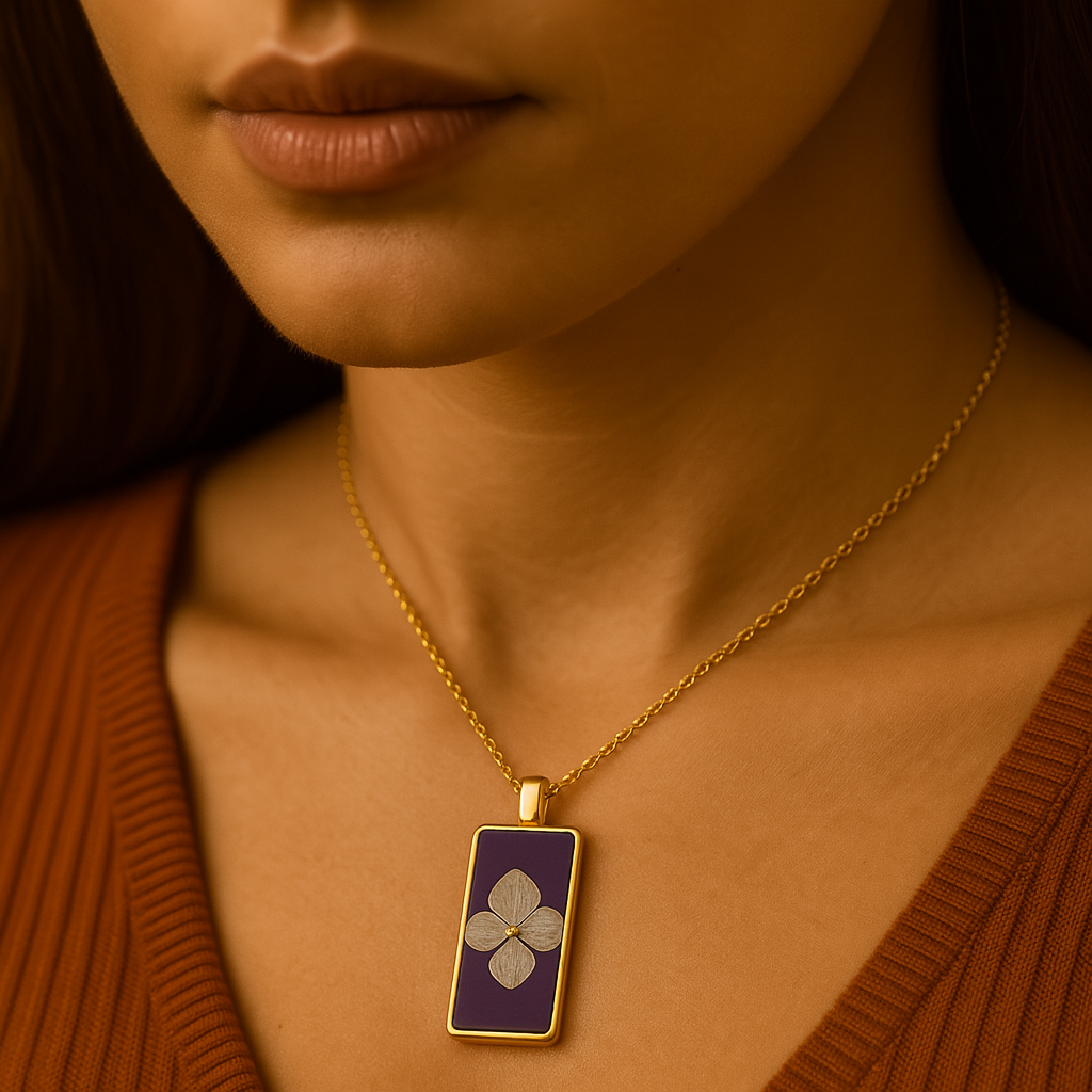 Beige Hydrangea Rectangle Pendant – Nobility & Elegance