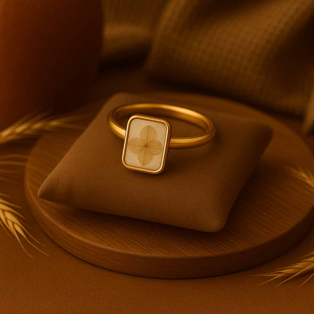 Beige Hydrangea Rectangle Ring – Peace & Healing