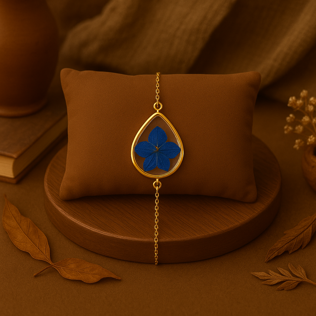 Blue Larkspur Teardrop Bracelet – Graceful & Honest