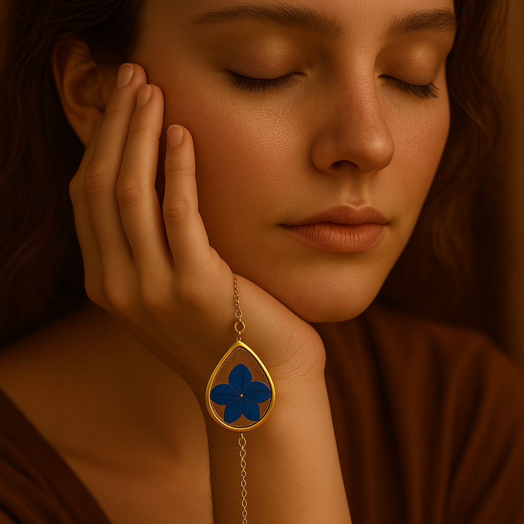 Blue Larkspur Teardrop Bracelet – Graceful & Honest