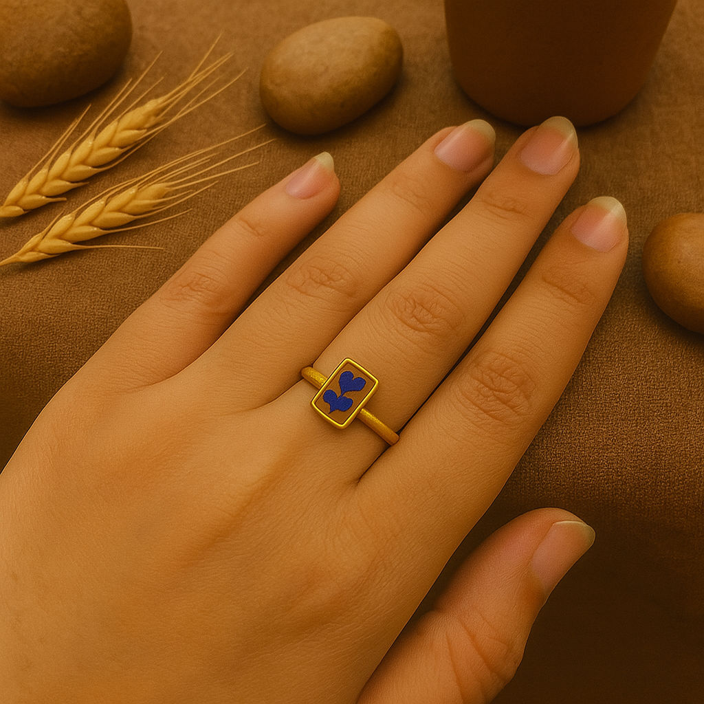 Blue Larkspur Rectangle Ring – Authentic & Expressive
