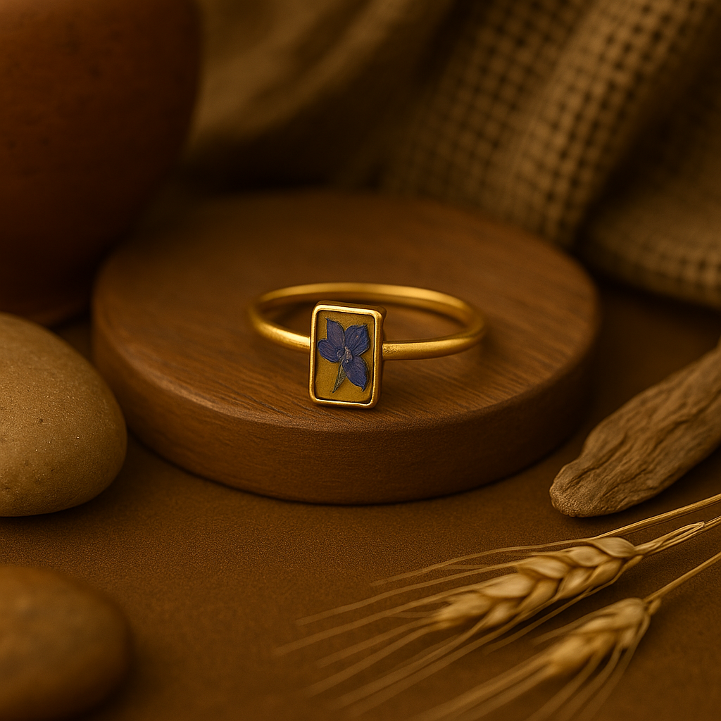 Blue Larkspur Rectangle Ring – Cheerful & Communicative