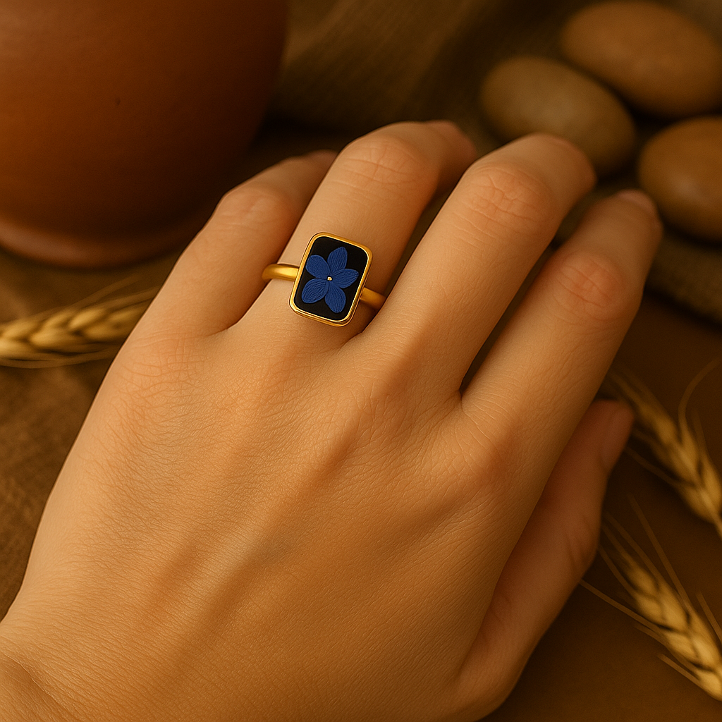 Purple Baby's Breath Rectangle Ring – Sophisticated & Authentic