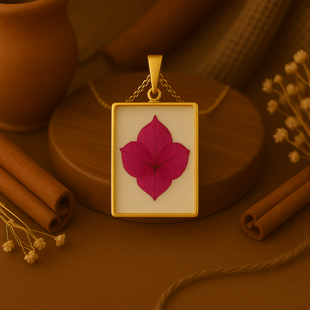 Bougainvillea Rectangle Pendant – Clear & Tropical