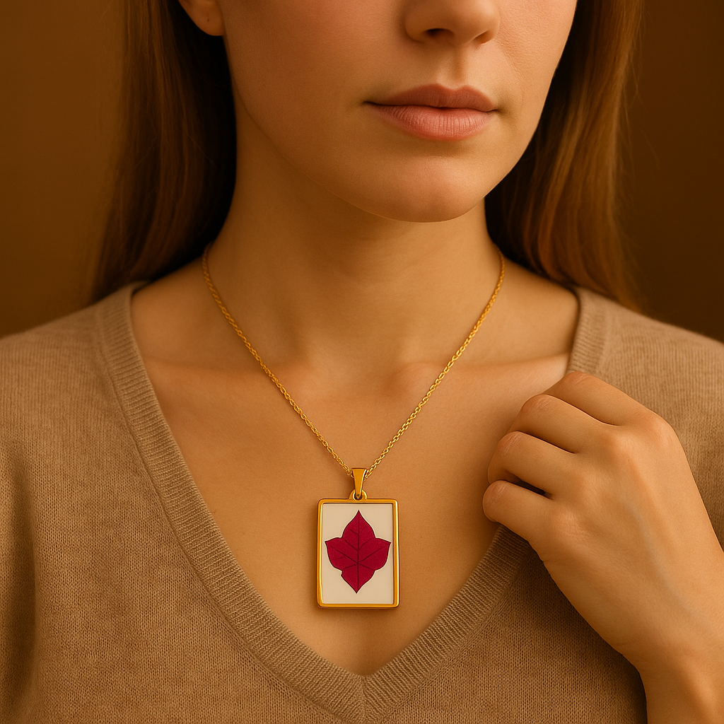 Bougainvillea Rectangle Pendant – Clear & Tropical