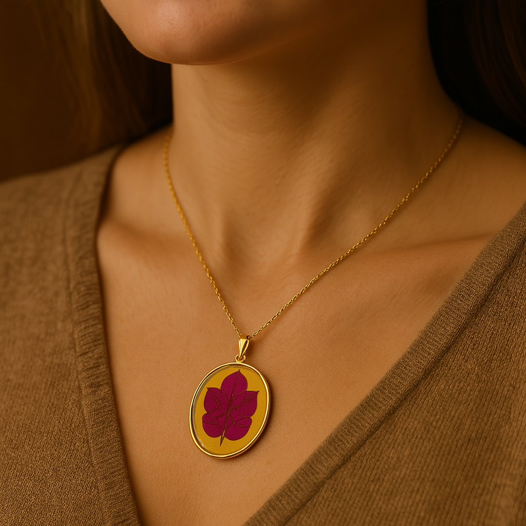 Bougainvillea Oval Pendant – Bright & Creative