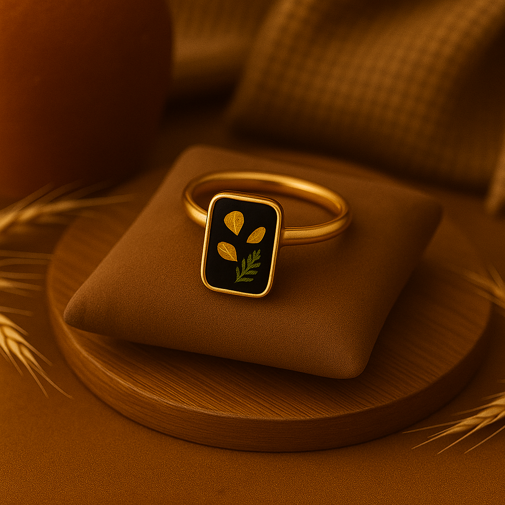 Chrysanthemum & Nandina Rectangle Ring – Strong & Joyful