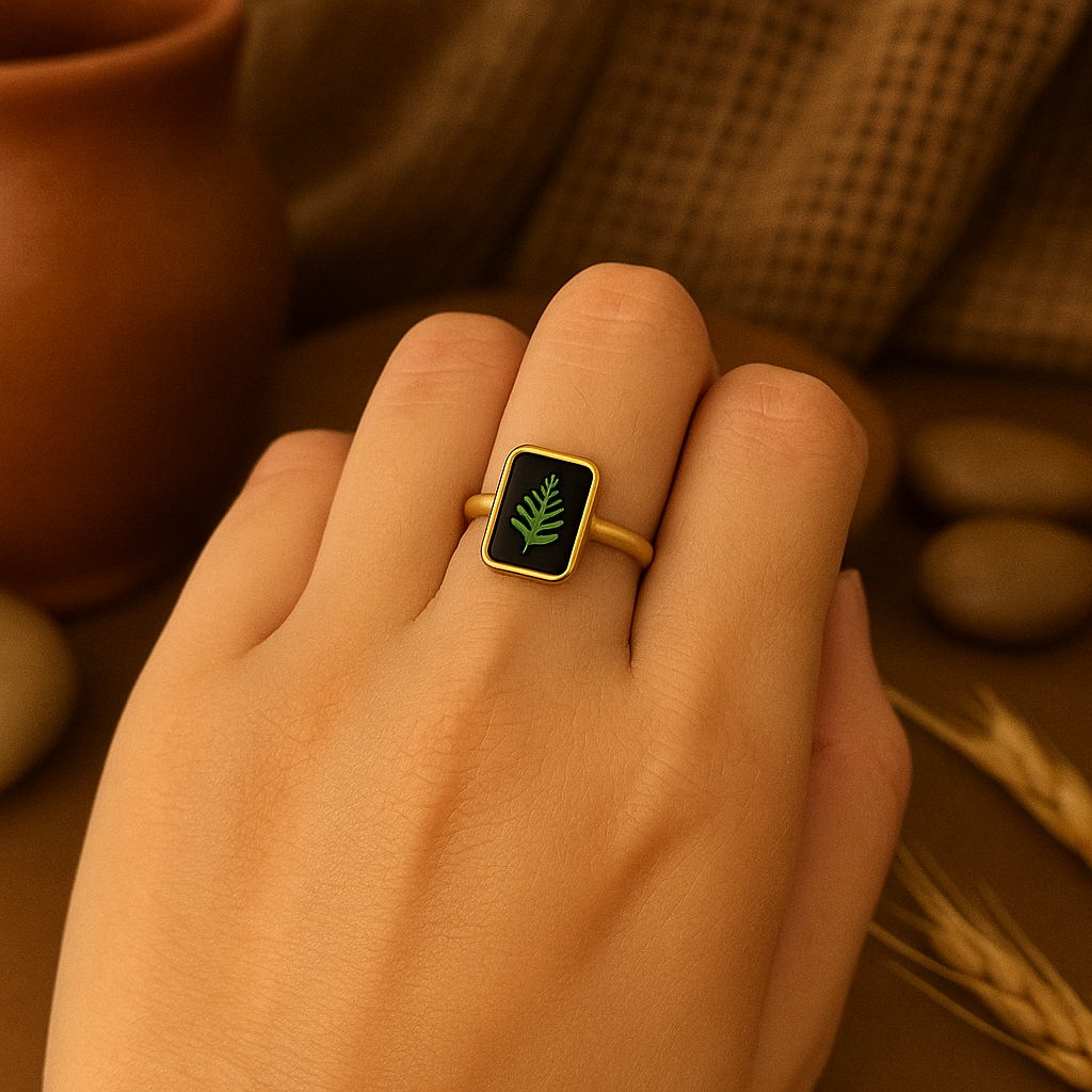 Fern Rectangle Ring – Grounded & Resilient