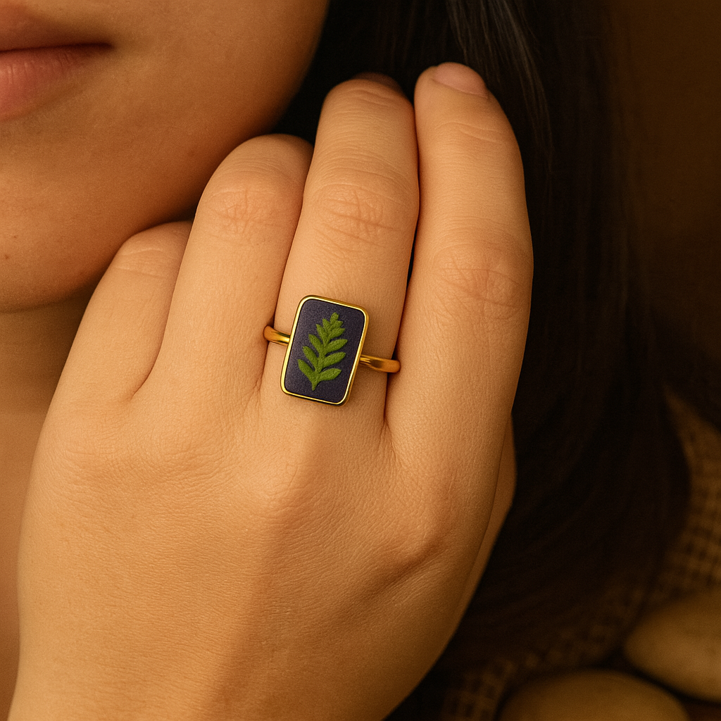 Fern Rectangle Ring – Intuitive & Wise