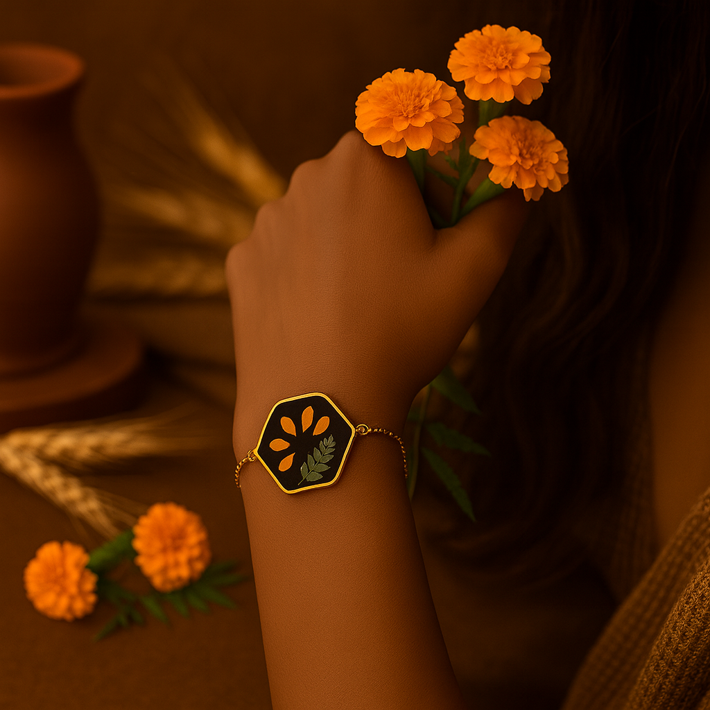 Marigold & Fern Hexagon Bracelet – Strong & Harmonious