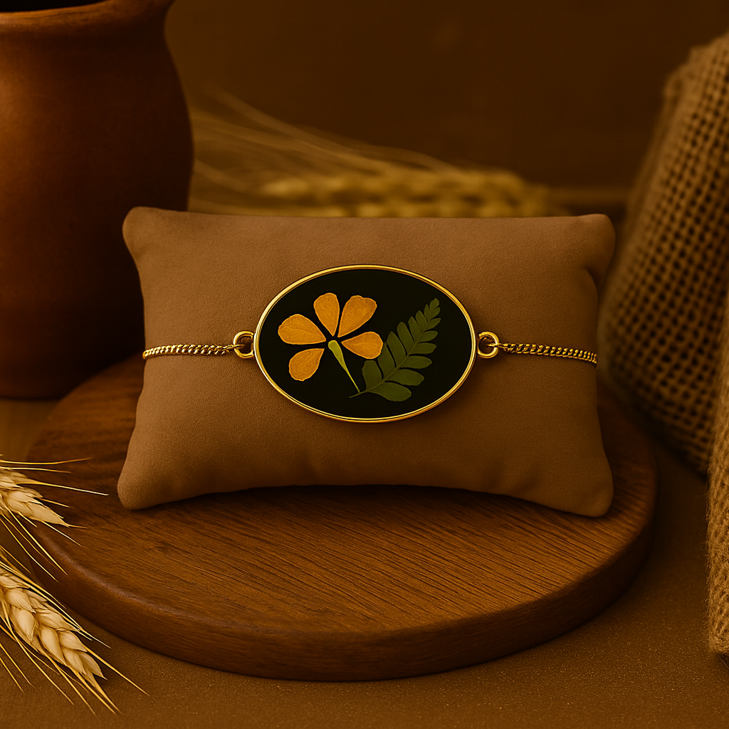 Marigold & Fern Oval Bracelet – Elegance & Strength