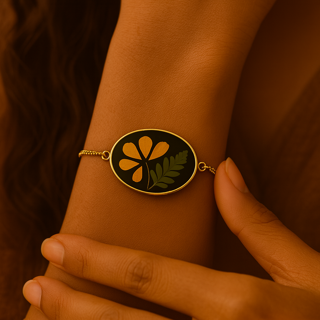 Marigold & Fern Oval Bracelet – Elegance & Strength