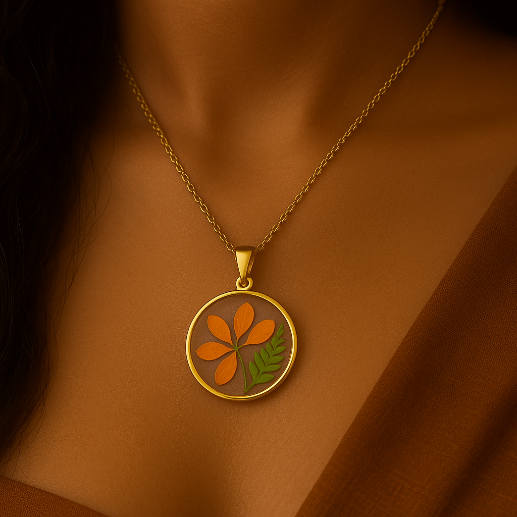 Marigold & Fern Circle Pendant – Balanced & Strong