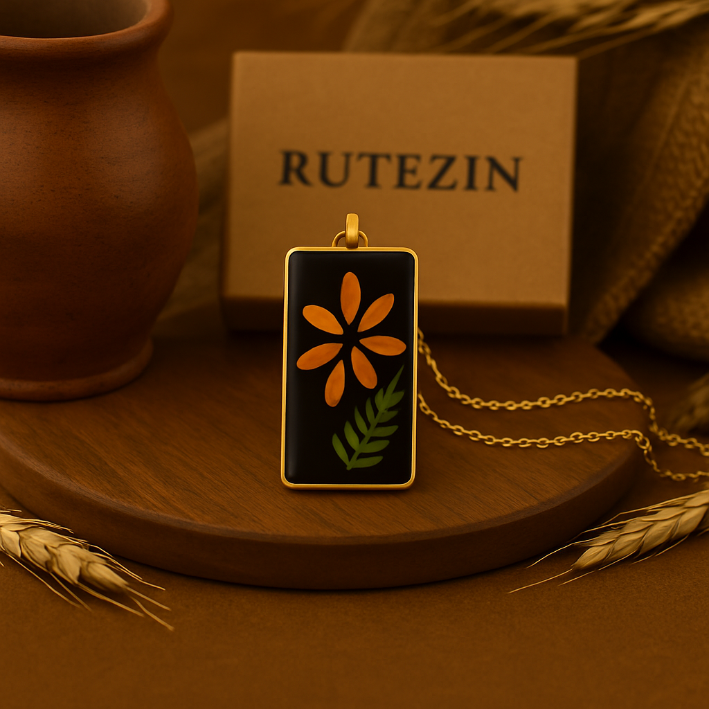 Marigold & Fern Rectangle Pendant – Grounded & Bold