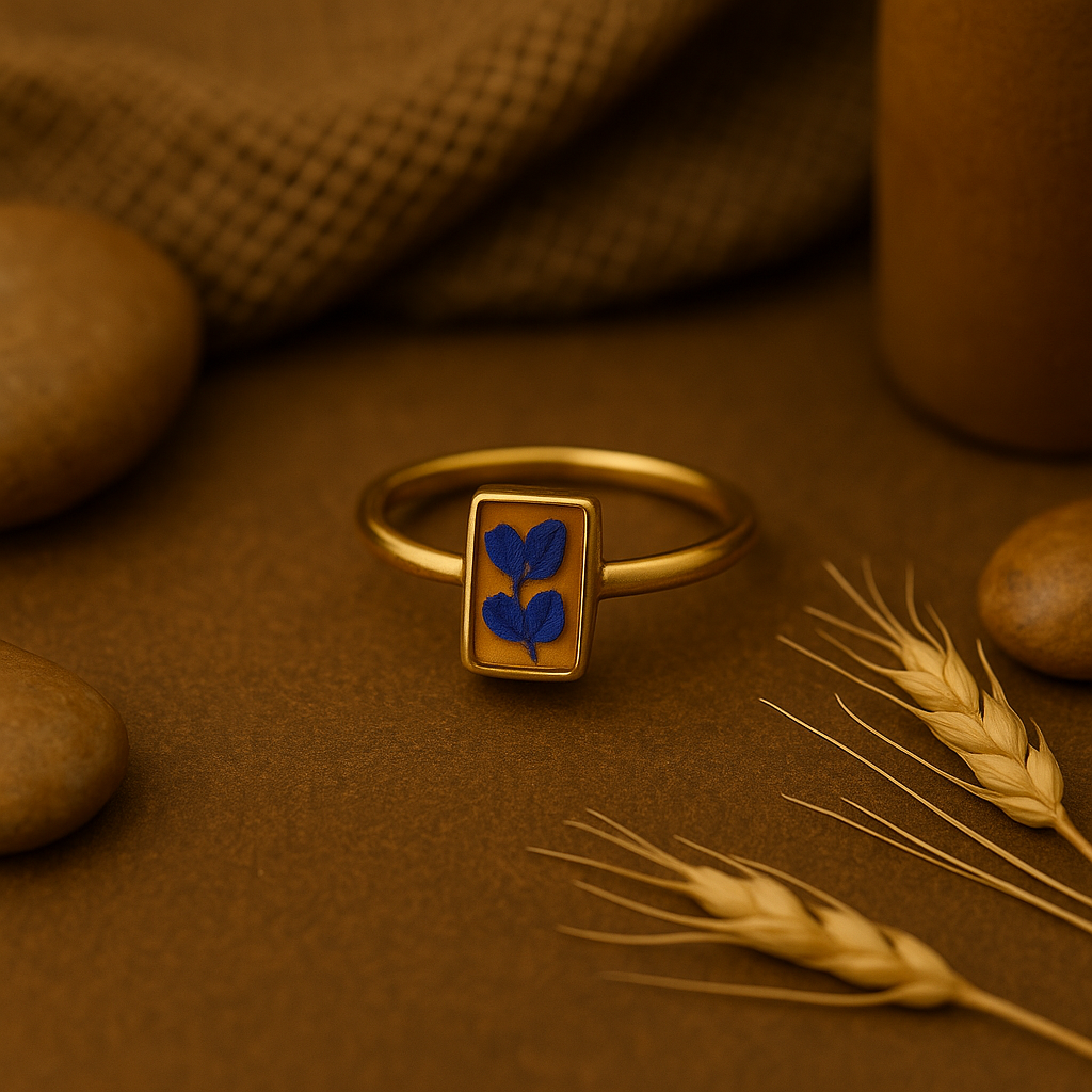 Blue Larkspur Rectangle Ring – Authentic & Expressive