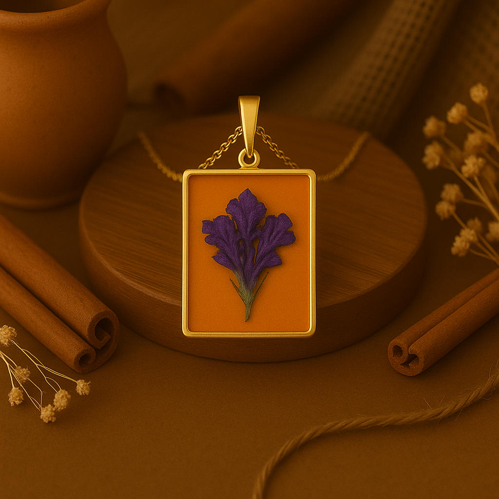 Purple Baby's Breath Rectangle Pendant – Passionate & Creative