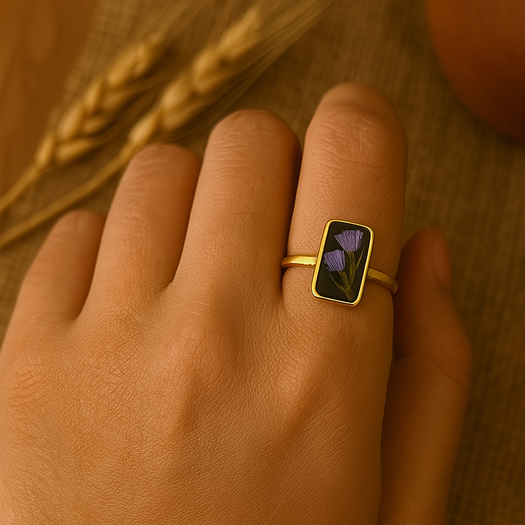 Purple Baby's Breath Rectangle Ring – Cherished & Thoughtful
