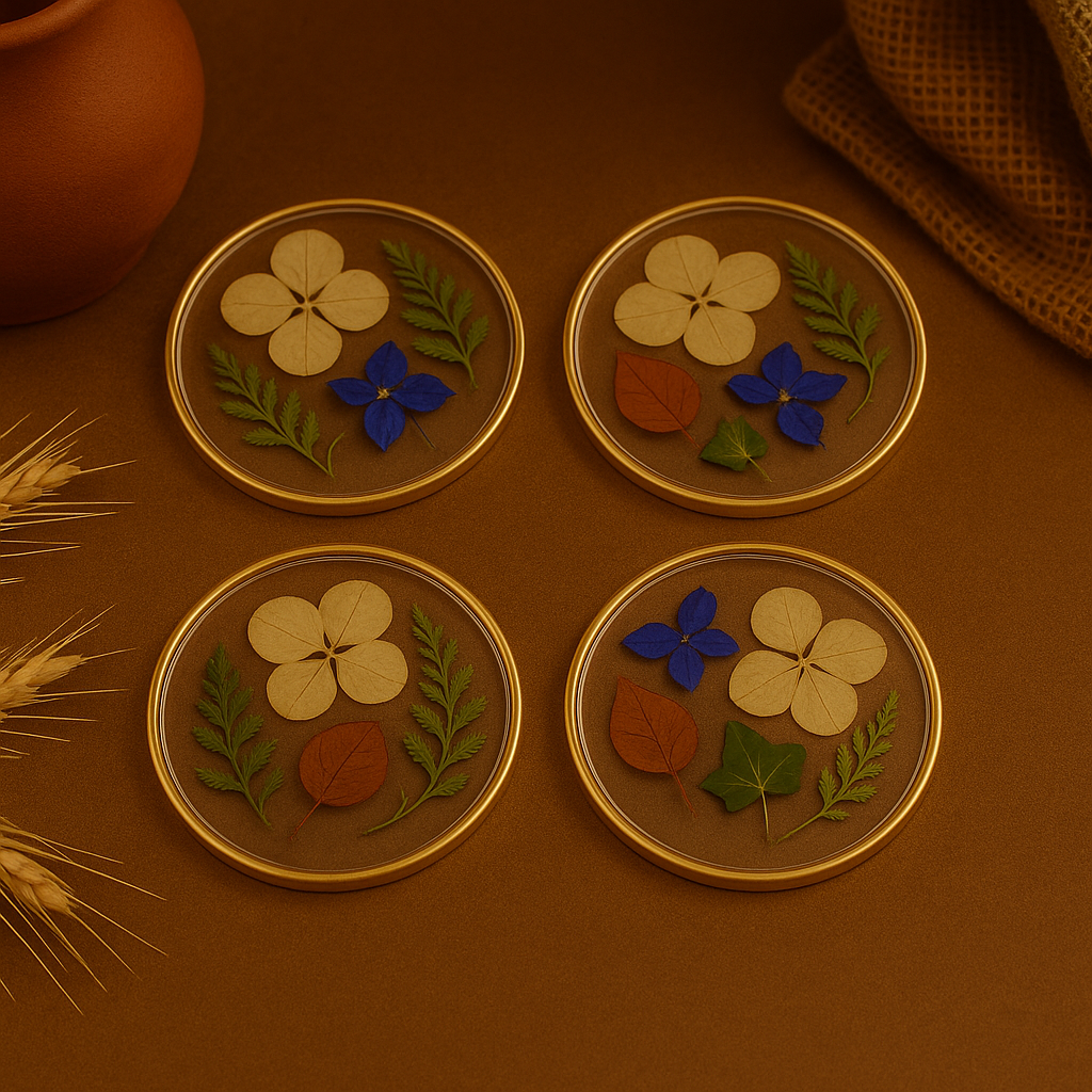 Clear Botanical Coaster Set – Transparency & Light