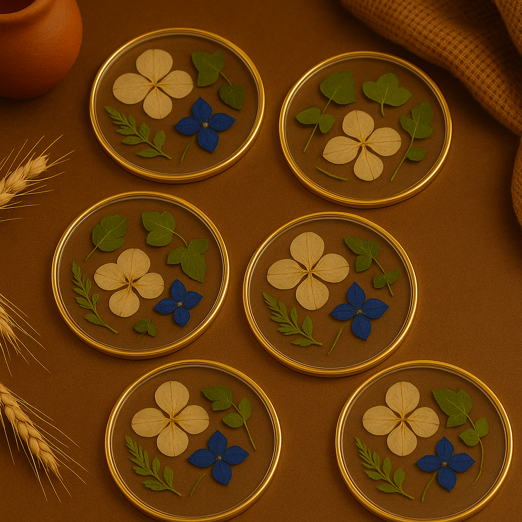 Clear Botanical Coaster Set – Transparency & Light