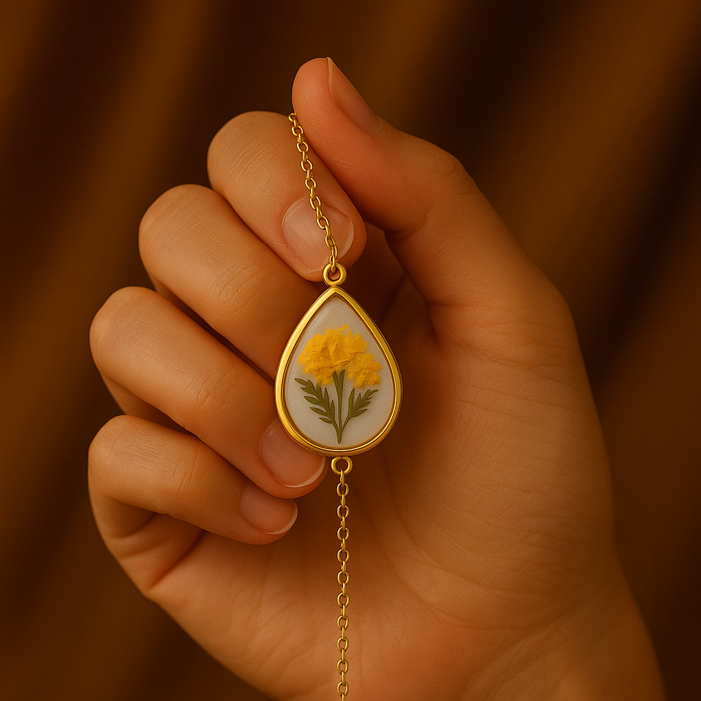 Yellow Baby's Breath Teardrop Bracelet – Gentle & Uplifting