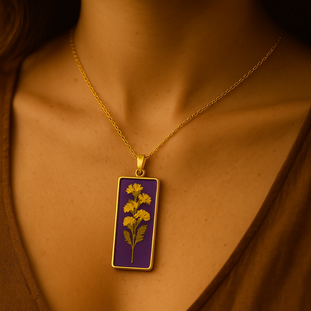 Yellow Baby's Breath Rectangle Pendant – Confident & Graceful