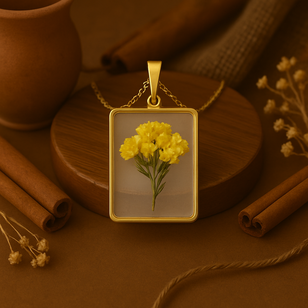 Yellow Baby's Breath Rectangle Pendant – Clear & Confident