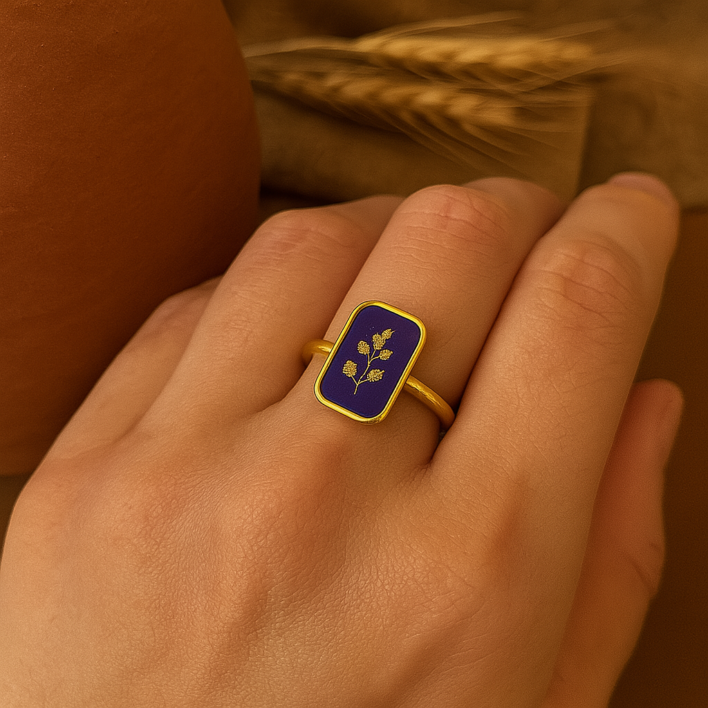 Yellow Baby's Breath Rectangle Ring – Joyful & Elegant