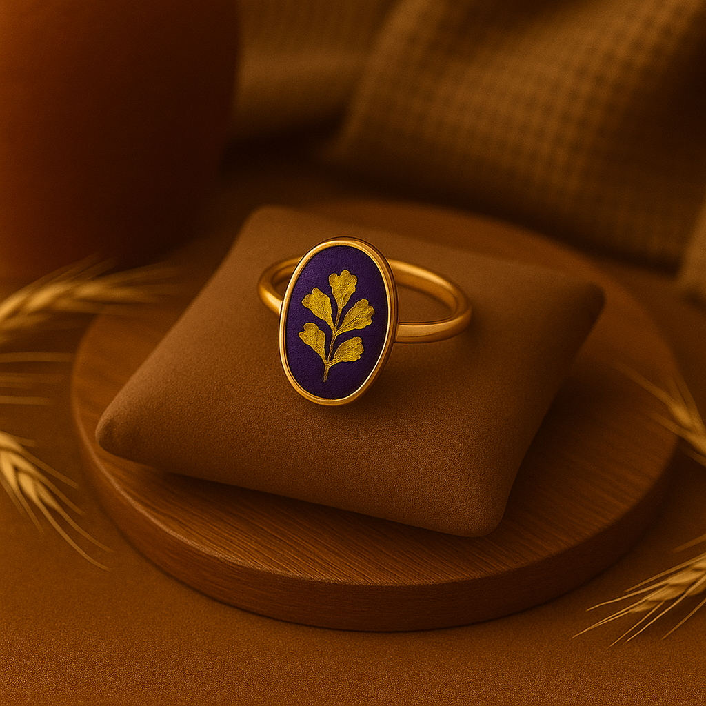 Yellow Baby's Breath Oval Ring – Refined & Graceful